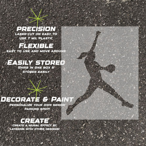 Details about the softball pitcher silhouette stencil.