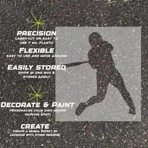 Details about the softball player silhouette stencil.