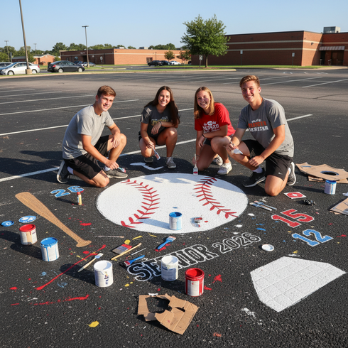 Baseball and Softball Parking Space Stencil