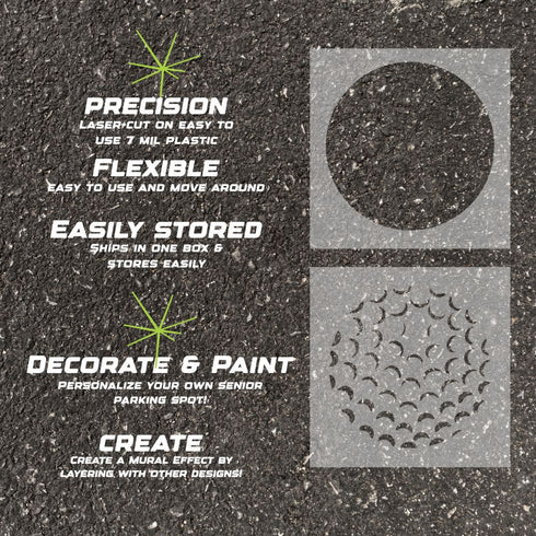 Details about the golf ball parking space stencil.