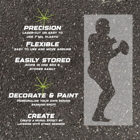 Details about the football quarterback silhouette stencil.