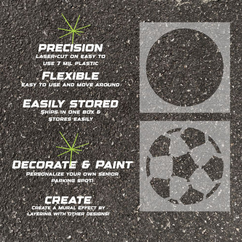 Details about the soccer parking space stencil.