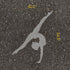 Gymnast silhouette parking space stencil with measurements on pavement.