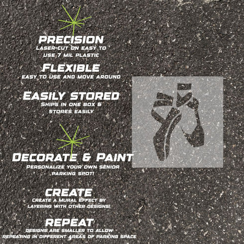 Details about the ballet pointe shoes stencil.