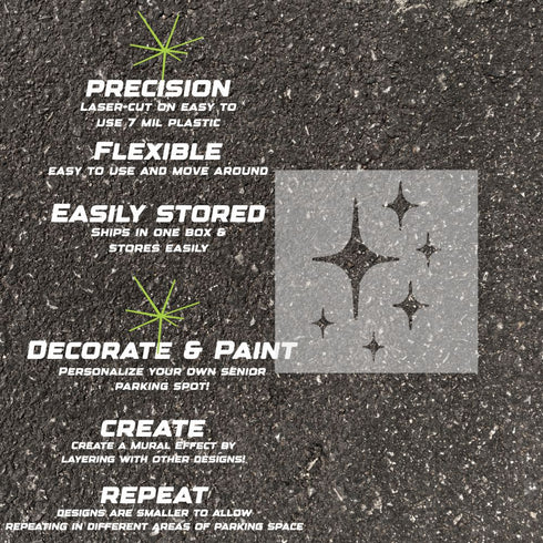 Details about the Retro Stars stencil.