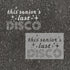 Text 'This Seniors Last Disco' stenciled on pavement with matching stencil.