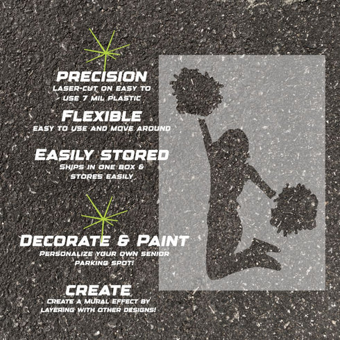 Details about the cheerleader silhouette stencil.