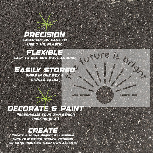 Details about the 'The Future is Bright' stencil.