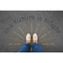 Person standing on pavement that has been stenciled with 'The Future is Bright' text.