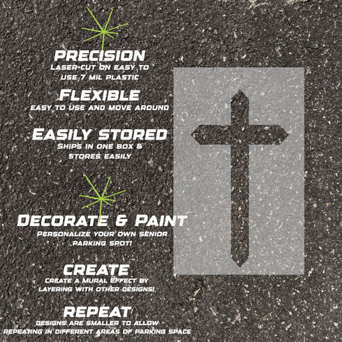 Details about the Cross parking space stencil.