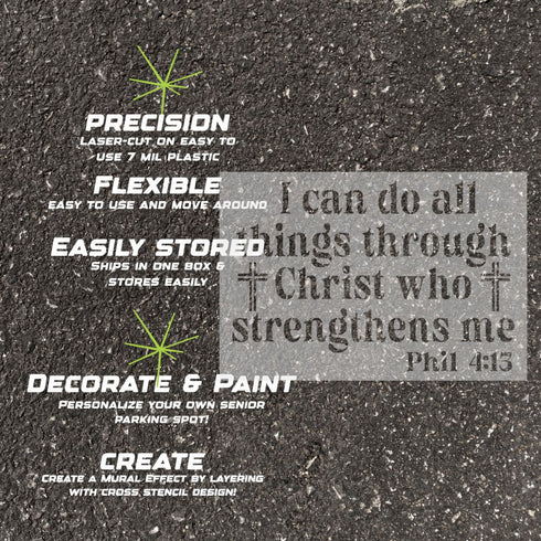 Philippians Bible Verse Parking Space Stencil