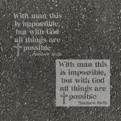Matthew Bible Verse stenciled on pavement with matching parking space stencil.