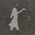 Swiftie parking space stencil with measurements on pavement.
