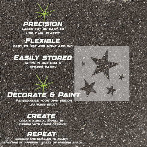Details about the Stars parking space stencil.