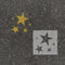 Stars stenciled on pavement with matching parking space stencil.