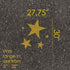Stars parking space stencil with measurements on pavement.
