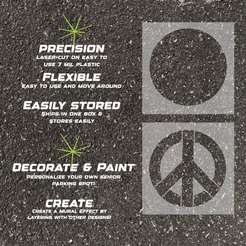 Details about the Peace Sign parking space stencil.