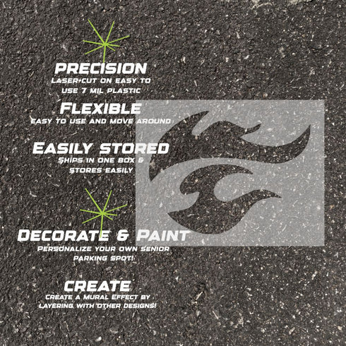 Details about the Flame parking space stencil.