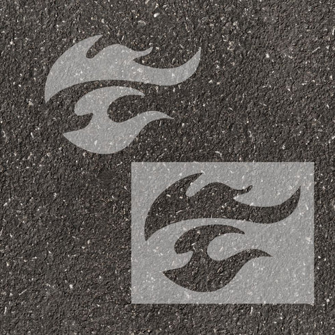 Flame stenciled on pavement with matching parking space stencil.