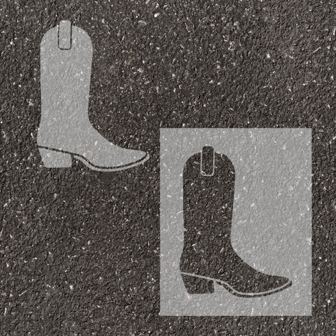 Cowboy Boot stenciled on pavement with matching parking space stencil.