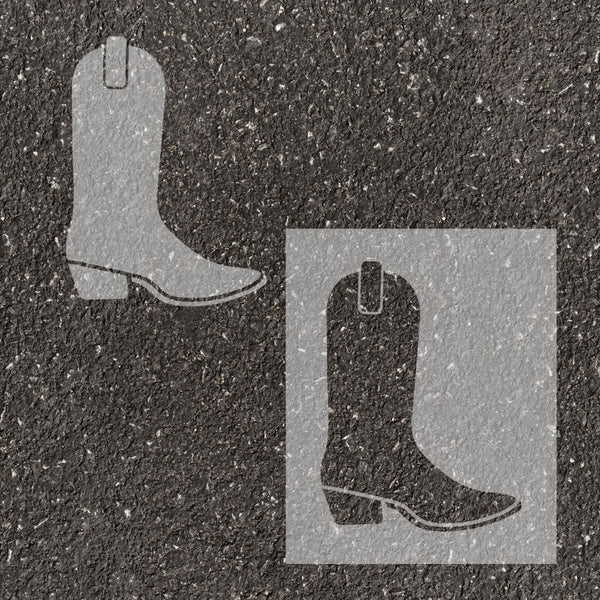 Cowboy Boot stenciled on pavement with matching parking space stencil.