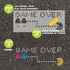 Instructions for creating a 'Game Over' design on pavement using a stencil.
