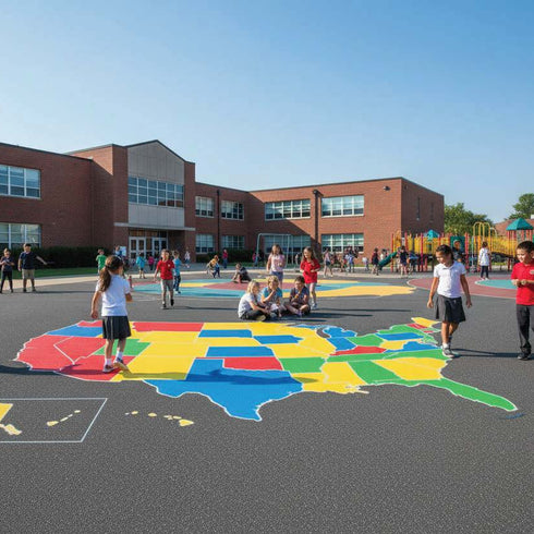U.S. Map Stencil – Full United States Map Durable & Reusable for Schools, Playgrounds