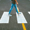 Crosswalk lines stencil painting walkway roads intersections