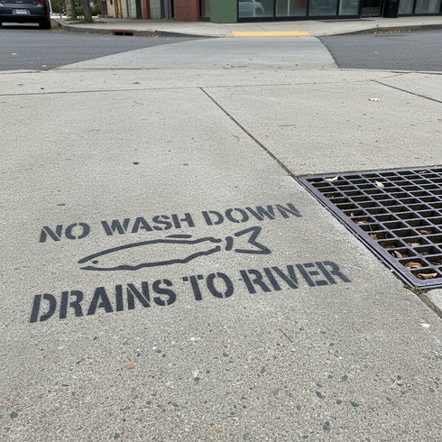 Storm Drain Stencil | No Wash Down Drains to River
