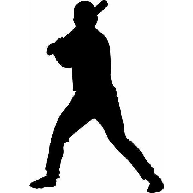 Batter Up Baseball Player Silhouette Stencil