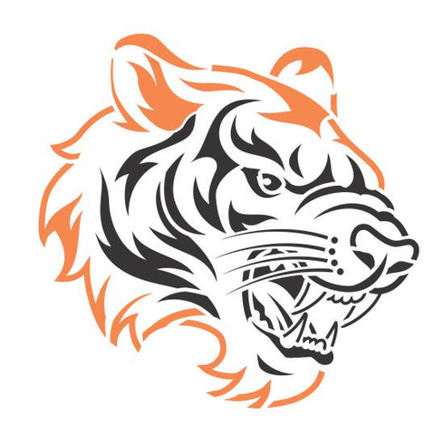 Tiger Head Profile view Mascot Stencil