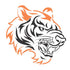 Tiger Head Profile view Mascot Stencil