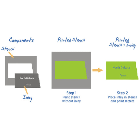 North Dakota State Map Stencil