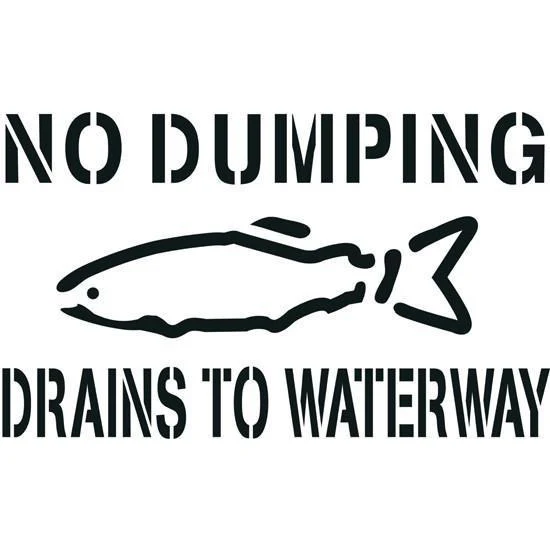 No Dumping Drains to Waterway Storm Drain Stencil Questions & Answers