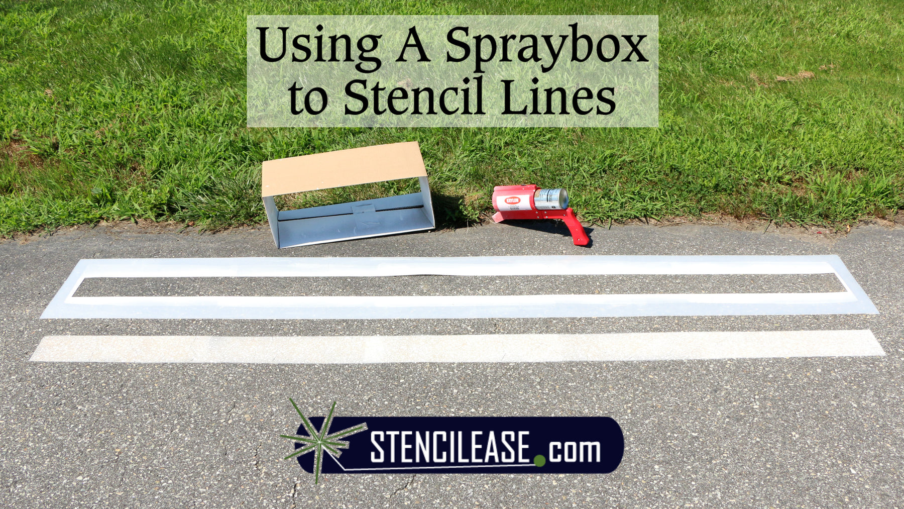 Using a Spray Box to Spray Paint Parking Lot Line Stencil