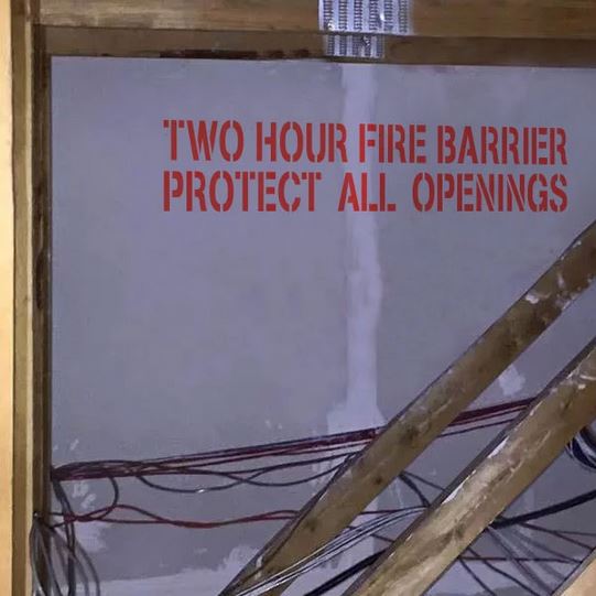Two Hour Fire Barrier Protect All Openings Industrial Wall Stenciling