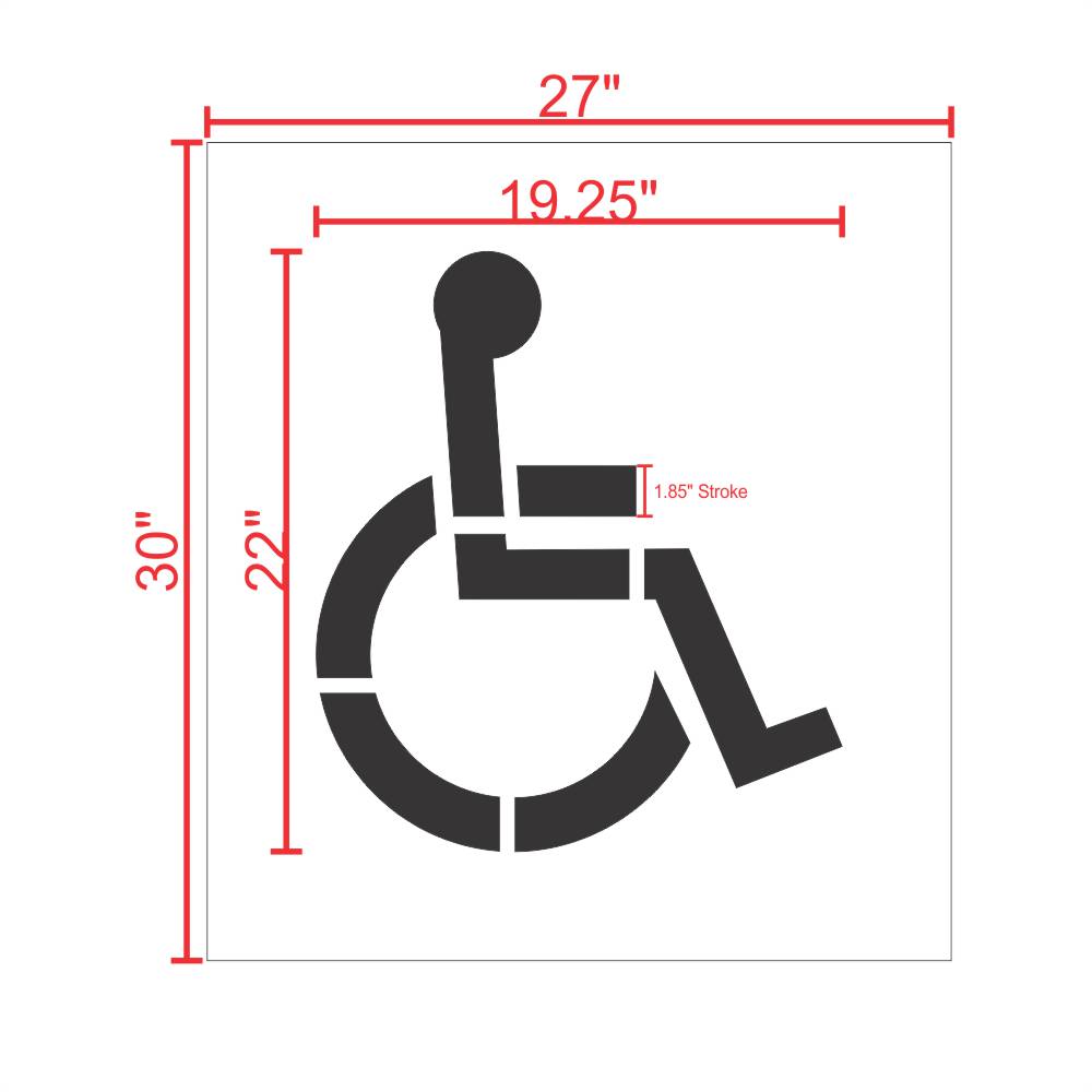 Handicap Parking Lot Stencil 22" Measurements