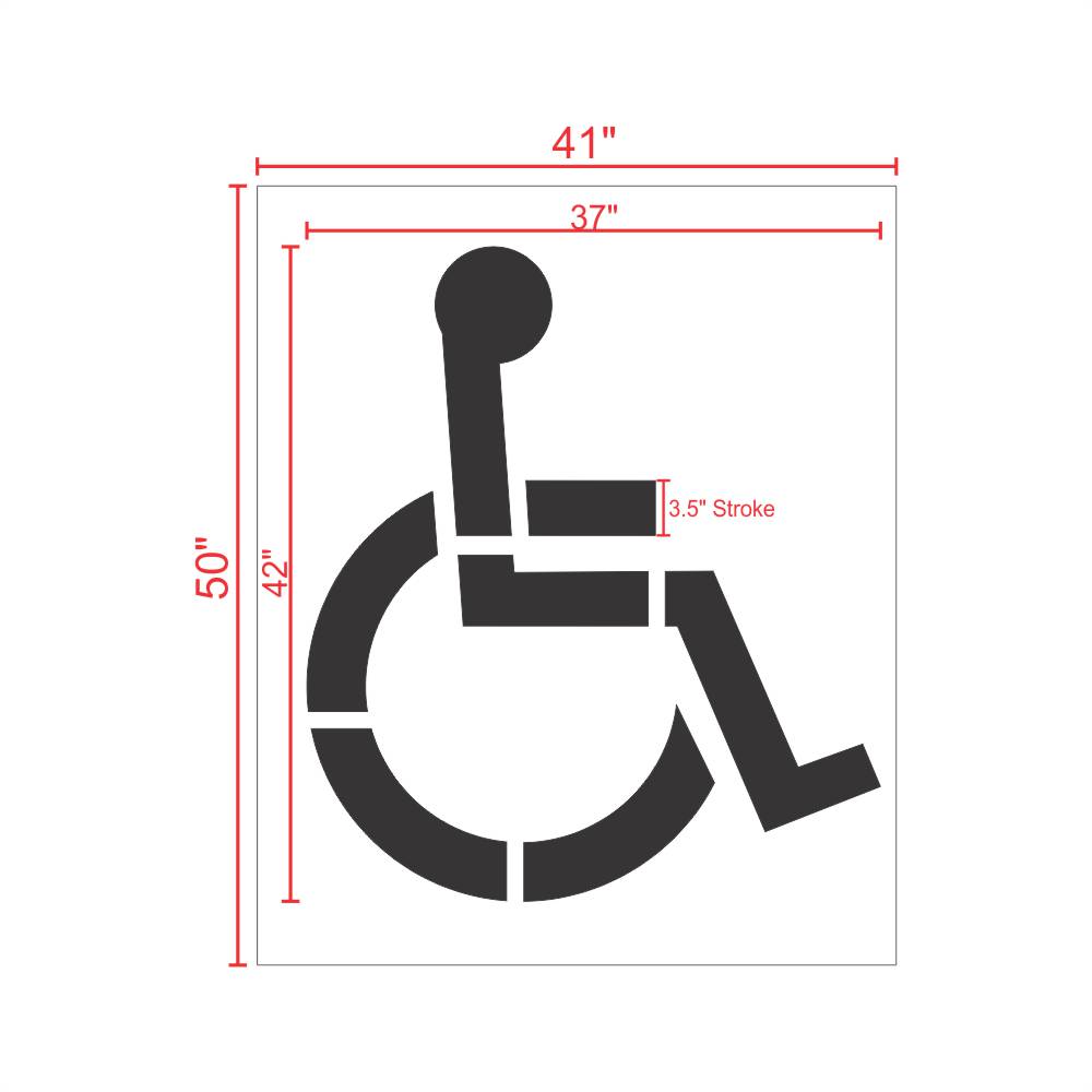 Handicap Parking Lot Stencil 42" Measurements