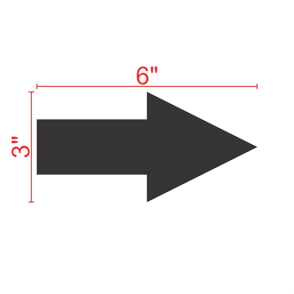 Parking Garage Wall and Pavement Arrow Stencil 6" Measurement