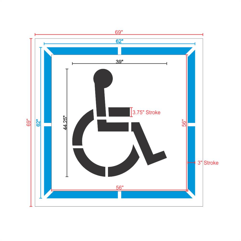 Handicap Parking Stencil 2 Part 62" Measurements