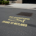 No Dumping Drains to Wetlands Storm Drain Stencil