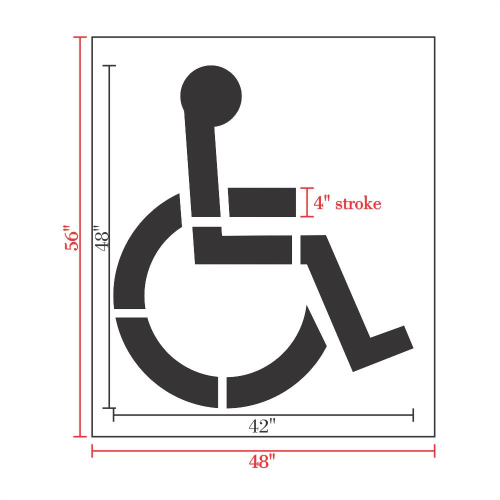 48 inch Handicap Parking Symbol Stencil 4 Stroke Measurements