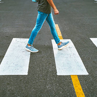 Crosswalk lines stencil painting walkway roads intersections 