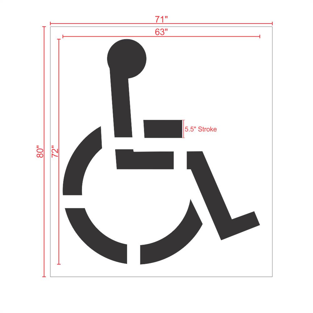 Handicap Parking Lot Stencil 72" Measurements