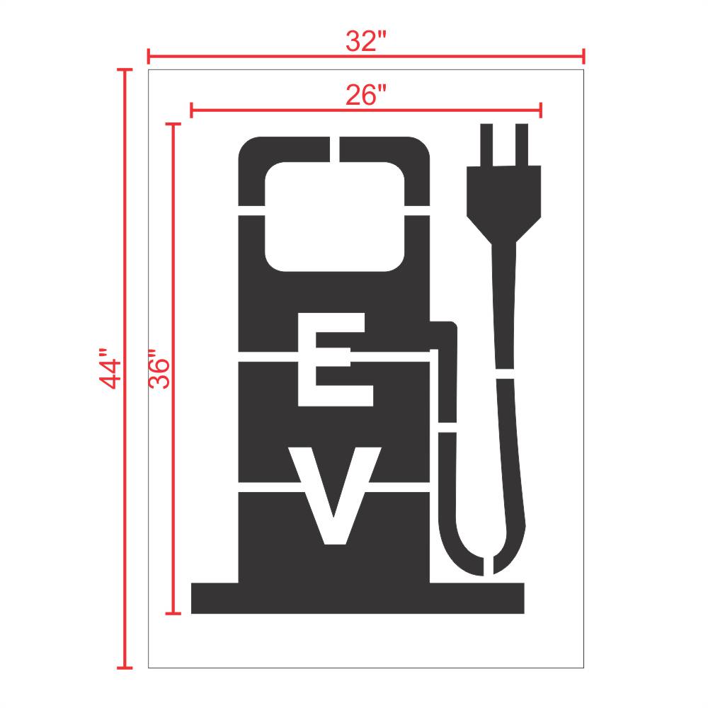 Electric Vehicle Charging Station Pump Stencil 36" Measurements