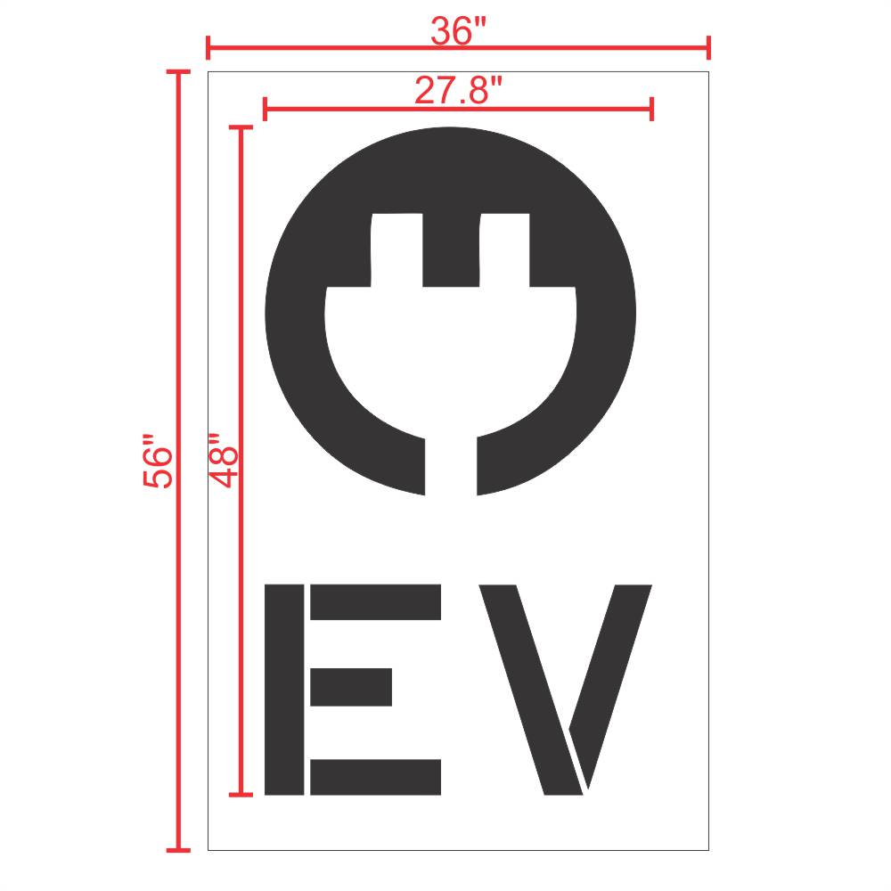 Electric Vehicle Charging Station EV with Plug Stencil 48" measurements