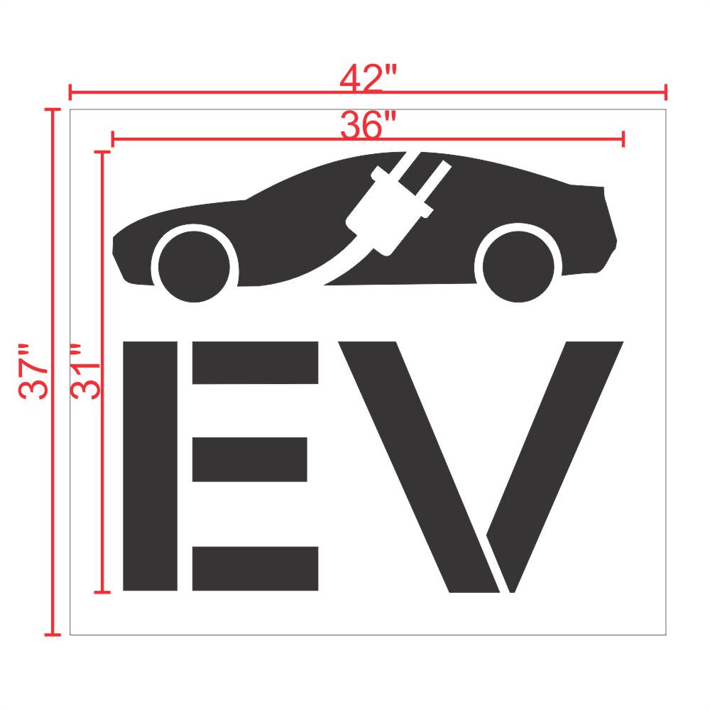 Electric Vehicle Charging Station EV Car with Plug Stencil 36" Measurements