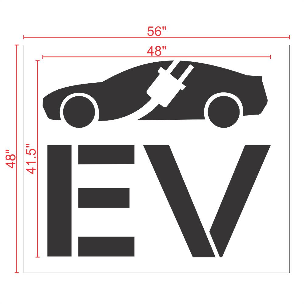 Electric Vehicle Charging Station EV Car with Plug Stencil 48" Measurements