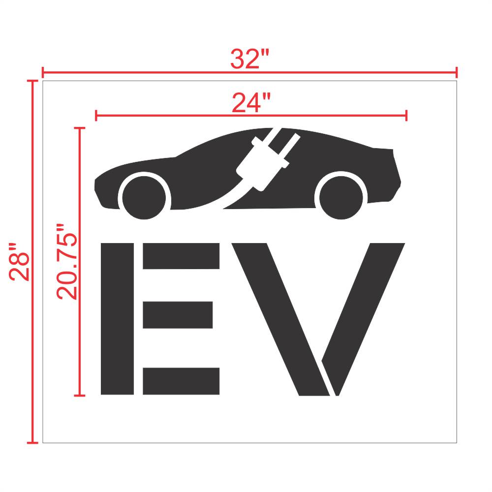 Electric Vehicle Charging Station EV Car with Plug Stencil 24" Measurements