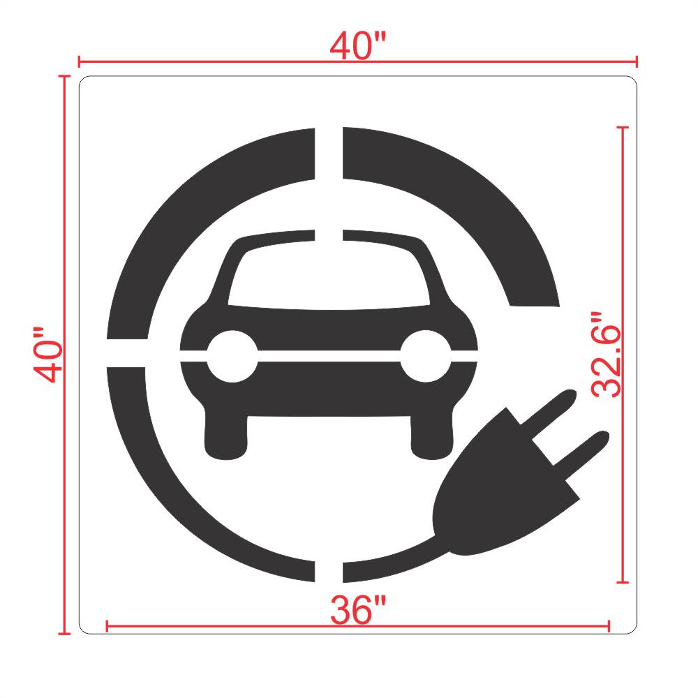 Electric Vehicle Charging Station Car with Plug Stencil 36" Measurement